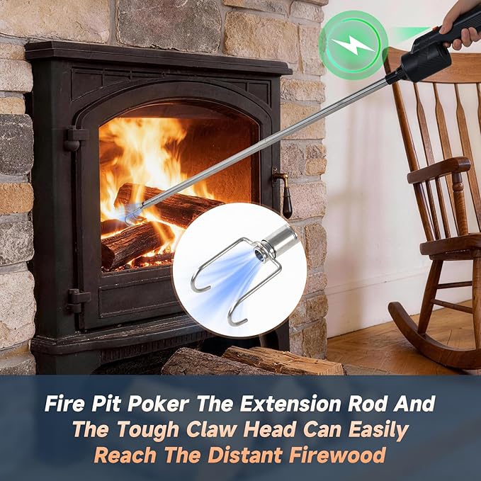 Telescoping Electric Fire Blower, Blow Poke Fireplace Tool - 2-in-1 Fire Poker & Bellows for Indoor Fireplace, Outdoor Camping, BBQ, Wood Stove & Fire Pit, Portable Collapsible Fire Starter Tool （1PC）