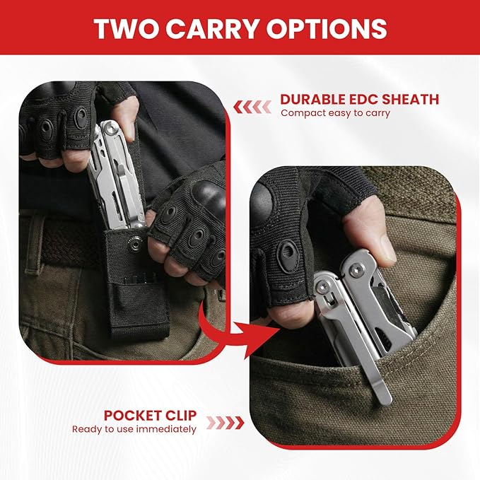 Multitool, 29-in-1 Stainless Steel Multi Tool Pliers with Screwdriver Sleeve, Damascus Pocket Knife, Nylon Sheath for Survival Camping, Hunting and Hiking