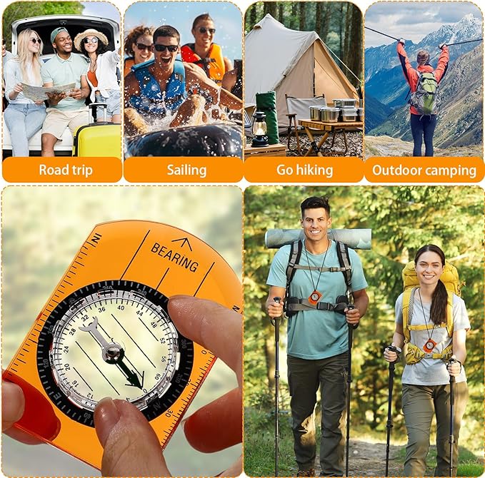 50 Pack Orienteering Compass Bulk Advanced Baseplate Compass Hiking Survival Camping and Navigation Tool Survival Gifts for Hiking Camping Backpacking Map Reading