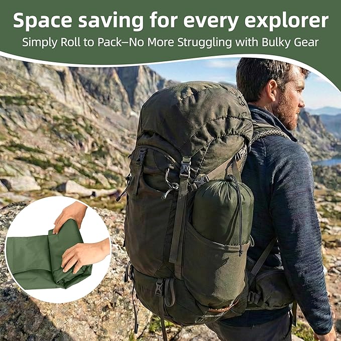Camping Sleeping Pad, 4.7" Extra-Thick Camping Mattress with Pillow, Built-in Foot Pump Ultralight Inflatable Sleeping Pads for Camping Hiking Backpacking Traveling Tent, Military Green, Single