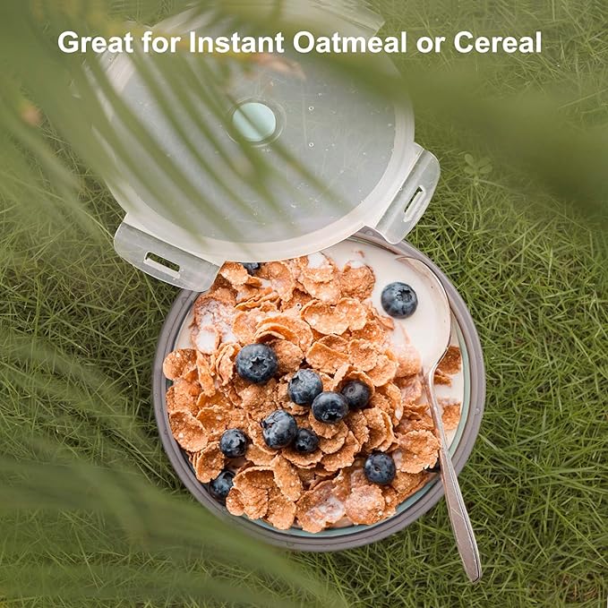 ColorCoral Collapsible Silicone Camping Bowl with Airtight Lid, Large 1200ml/42oz, Foldable Bowl for Travel, RV, Leakproof Food Storage, Microwave & Fridge Safe, Includes Stainless Steel Fork