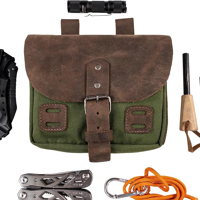Hide & Drink, Survival Camping Pouch, Belt Loop, Rustic and Handy Tool Bag, Weather Resistant Outdoor Accessories, Traveling Essentials, Waxed Canvas, Handmade