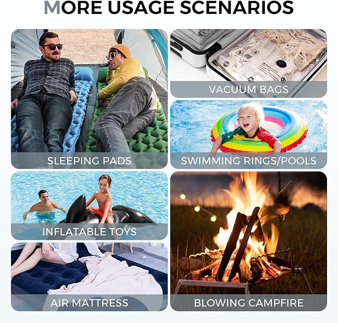 FLEXTAILGEAR Portable Air Pump for Inflatables, 2.82oz Classic Tiny Air Pump, Rechargeable Electric Air Pump to Inflate Deflate for Camping Gear Pool Floats Air Mattress