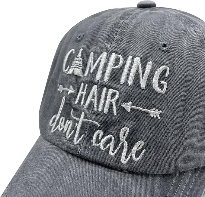 Waldeal Women's Embroidered Adjustable Ponytail Hat Low Profie Washed Baseball Cap