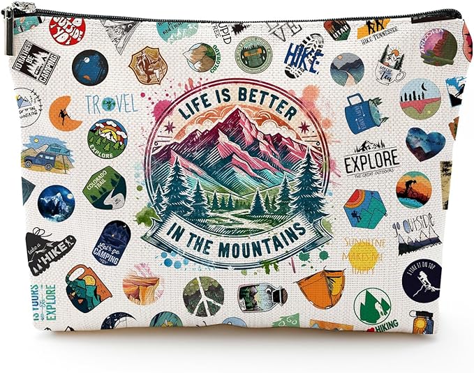 Hiking Gifts for Women, Hiking Gear, Hiking Accessories, Hiking Makeup Bag for Hiker Camper Mountain Nature Lover Gift Camping Gift