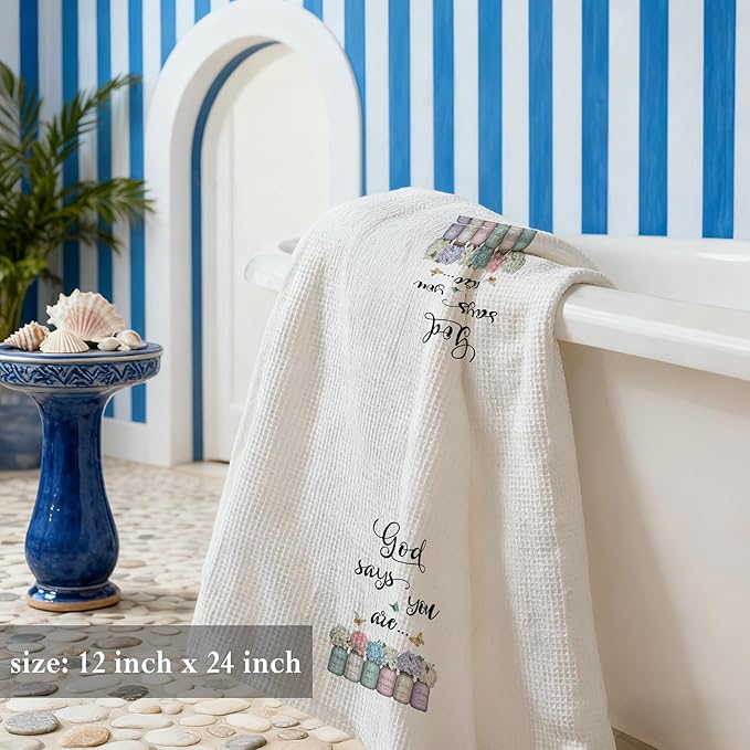 Christian Kitchen Towels 16x24,God says You are Religious Bible Scripture Inspirational Kitchen Bathroom Towels，Christian Housewarming Gifts，Inspirational Gifts for Women