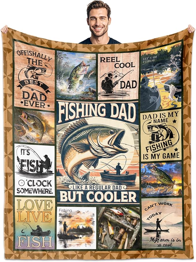 Fishing Dad Blanket, 60" X 50", Gifts for Men Who Love Fishing