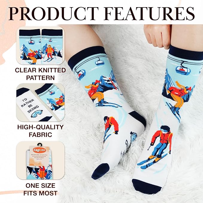 ZAGKOO Funny Sports Socks for Men, Women - Biking, Hiking, Skiing, Basketball, Pickleball, Disc Golf Socks - Christmas Gifts