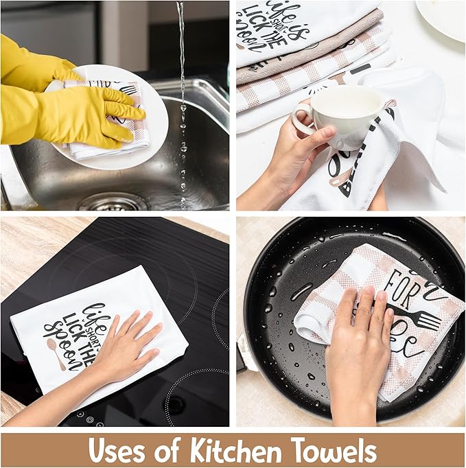 R HORSE 5Pcs Funny Kitchen Dish Towel Set Absorbent Quick Dry Cloth Dish Tea Towels Reusable Bar Hand Dishcloths Decor for Bathroom Kitchen Home Supplies