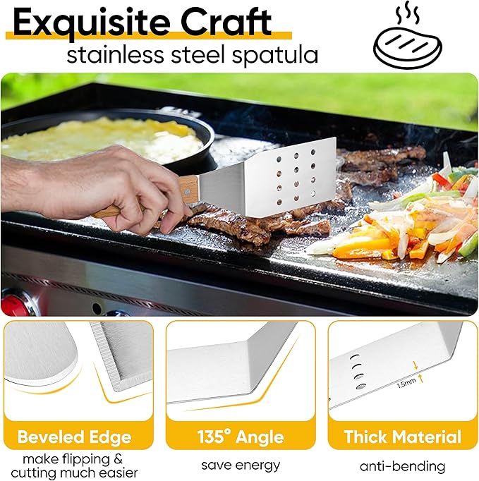 Griddle Accessories Kit, HaSteeL 20 Pcs Flat Top Grill Accessories Set for Camping, Griddle Spatula Tools with 9” Melting Dome, Grill Spatula Set with Choppers for Teppanyaki BBQ Outdoor