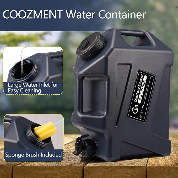 COOZMENT 3.2 Gallon/5 Gallon Water Containers with Spigot, BPA Free Water Jug, Military Green Water Tank, Multifunction Water Storage Containers for Camping Outdoor Hiking,Emergency Stroage