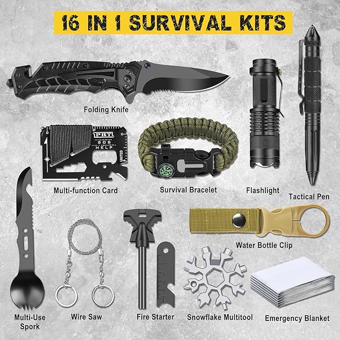 Gifts for Men Him Dad Husband, 28-In-1-Survival Kits, Men's Gifts Survival Gear, Stocking Stuffers for Men Christmas Birthday Gifts, Unique Cool Gadgets Gifts for Camping, Hiking, Hunting