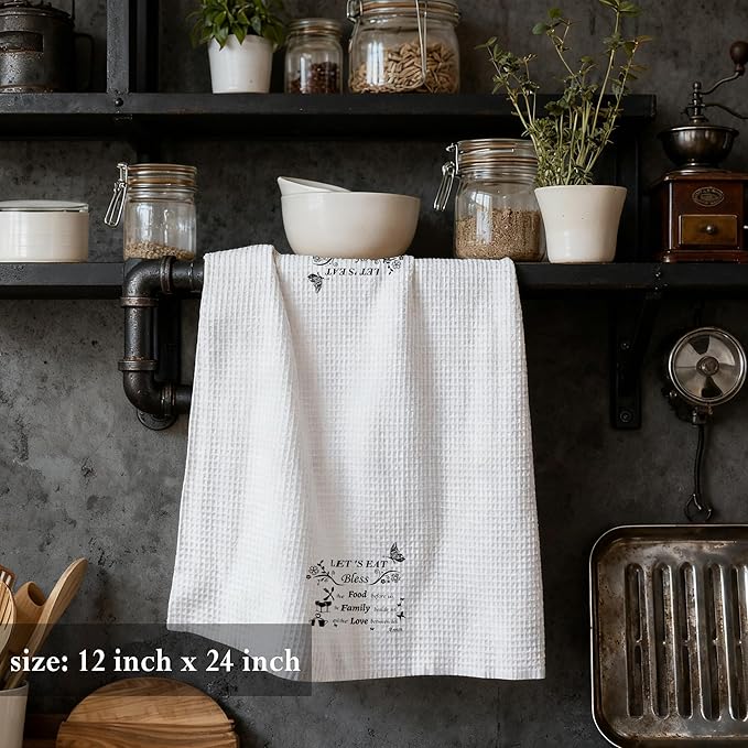 Bless The Food Christian Kitchen Towels 16x24,Bless The Food Before us Religious Bible Scripture Inspirational Kitchen Bathroom Towels，Christian Housewarming Gifts for Women