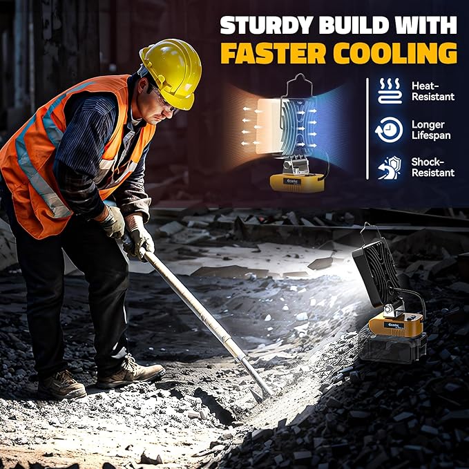Ecarke LED Work Light Compatible with DEWALT 20V, 140° Pivoting Head Flashlight, 70W 7000Lumens, Cordless LED Flood Light, with USB and Type-C Charging Port for Outdoor No Battery