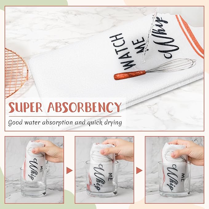 R HORSE 5Pcs Kitchen Dish Towel Funny Cookware Kitchen Dishcloth Absorbent Utensils Themed Cleaning Dishcloth Bar Hand Towel Gift for Baking Lover Mom Women Housewarming New Home