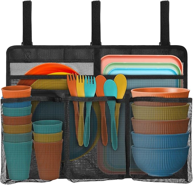 Collapsible Dish Drying Bag for Camping & RV - Portable Mesh Dish Rack Organizer, Compact Lightweight Sink Drying Solution for Travel Trailers, Outdoor Kitchens & Picnics (Black)