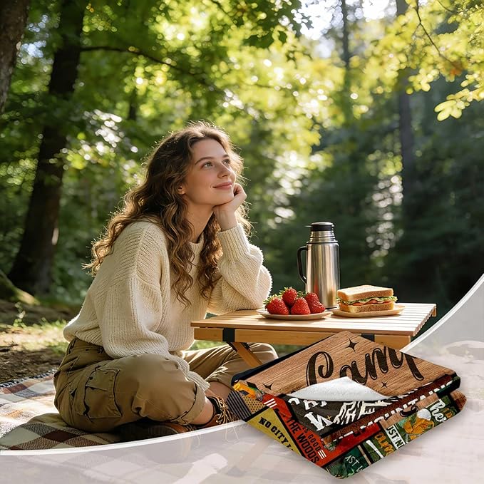Cool Camping Gifts for Women, Camping Blanket 60" X 50", Woman Camping' Gift Camper Decor, Camp Blanket, Camping' Stuff, Camping's Decor for Camper, Blankets Gifts for Camping Lover