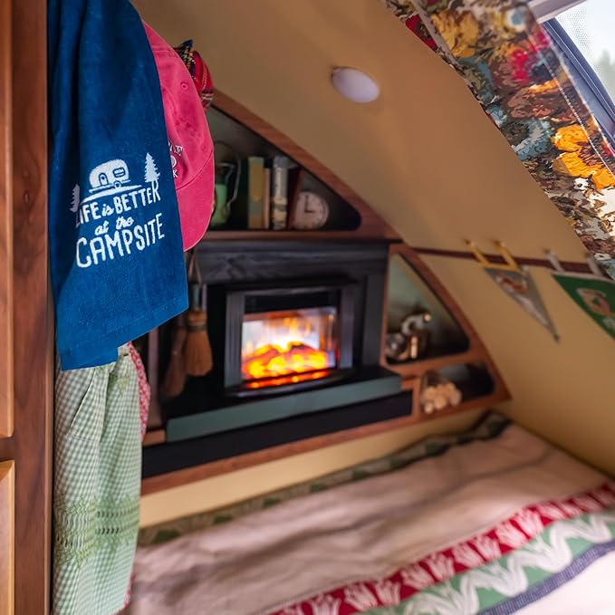 Camco Life is Better at The Campsite Camper/RV Dish Towel Set - Features a Camping/RV Themed Towel & a Navy Blue with White Logo Towel - Designed with 100% Cotton - 2-Pack (53301)