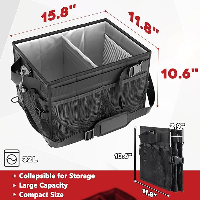 FANGSUN Large Grill and Picnic Caddy with Paper Towel Holder, BBQ Organizer for Utensils, Plates, Condiments, Collapsible & Easy-Carry Griddle Caddy, Must-Haves for Outdoor, Camper, Travel, Car, RV
