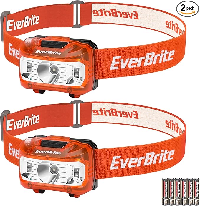 EverBrite Headlamp, 2 Pack Kids Headlamp with Red Light and Memory Function, Head Lamp for Adults and Kids with 5 Modes, Bright Headlamps for Camping, Running, Christmas Gifts, Batteries Included