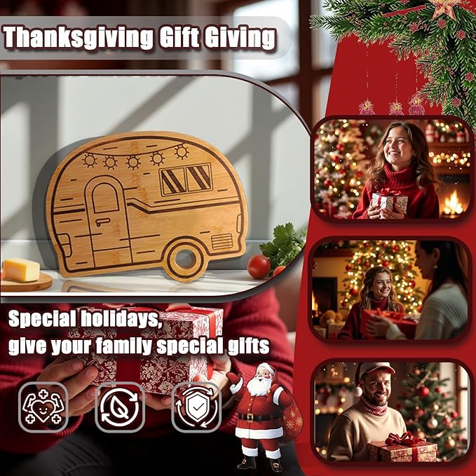 Rv Camper Cutting Board, Unique Cutting Boards for Kitchen, Practical Charcuterie Boards Rv Holiday Gifts, Wood Camping Gifts for Women, Small Camper Kitchen Essentials for Rv Camper Lovers