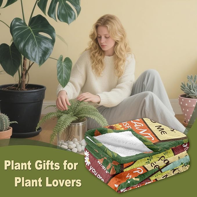 Ryubein Plant Gifts, Gifts for Plant Lovers, Plants Lover Gifts, Gardening Gifts for Women Men, Gift for Gardeners, Garden Decor Gift, Birthday Mothers Day Christmas Plants Blanket 50" X 60"
