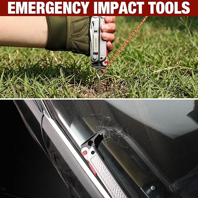 ARROW 20-In-1 Multitool, Stainless Steel Multitool Pliers with Fire Starter, Window Breaker, Whistle, EDC Multi Tool with Sheath and Pocket Clip for Outdoor, Survival, Camping, Hiking
