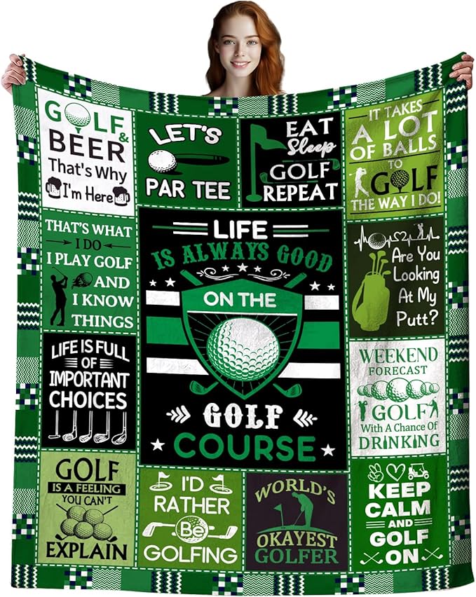 Unique Golf Blanket Gifts for Men,Funny Golf Accessories Golfer Throw Blanket Cool Golfing Gifts Idea for Golfers Men Women Adults Boys 60"X50"