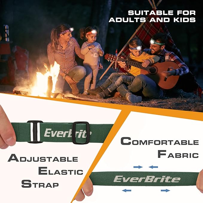 EverBrite Headlamp, 5 Pack Kids Headlamp with Red Light and Memory Function, Head Lamp for Adults and Kids with 5 Modes, Bright Headlamps for Camping, Running, Children's Day Gifts, Batteries Included