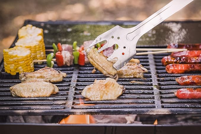 ROXON S601 14" 6 in 1 MBT3 Folding Grill Utensils Set Fork Spatula Grilling Knife Tongs Opener for Backyard Barbecue and Camping