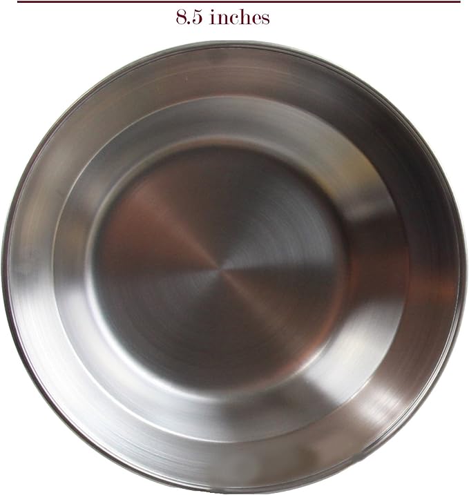 Wealers Stainless Steel Plate Set - 8.5 inch Ultra-Portable Dinnerware Set BPA Free Plates for Outdoor Camping | Hiking | Picnic | BBQ | Beach