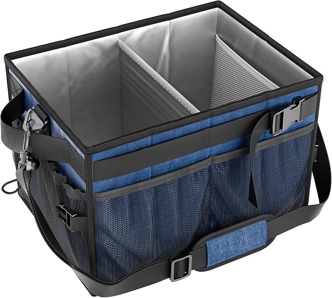 FANGSUN Large Grill and Picnic Caddy with Paper Towel Holder, BBQ Organizer for Utensils, Plates, Condiments, Collapsible & Easy-Carry Griddle Caddy, Must-Haves for Outdoor, Camper, Travel, Car, RV
