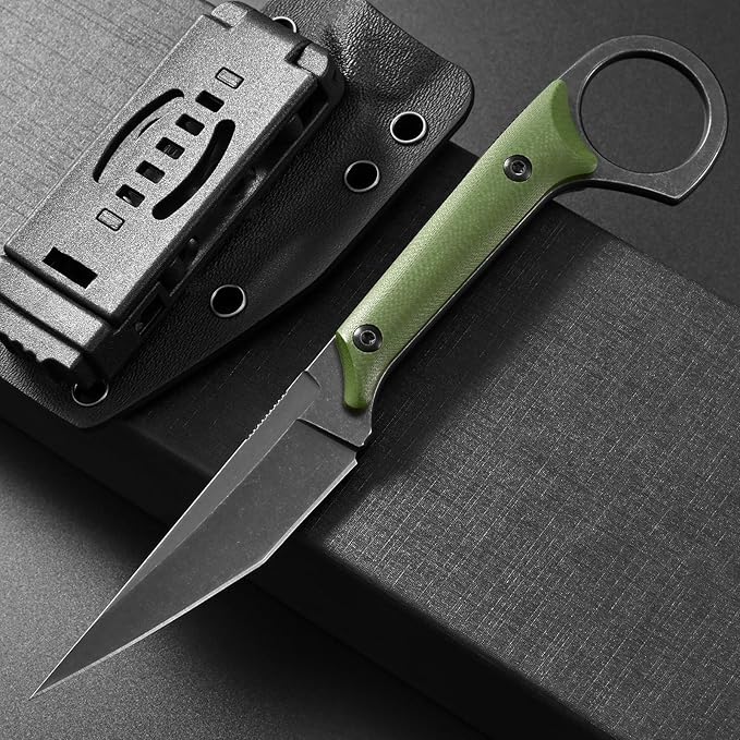 Ccanku C1140 Fixed Blade Knife,D2 Blade G10 Handle Claw Knife for Outdoor, EDC Tool, Survival, Hiking, Camping (Army Green)