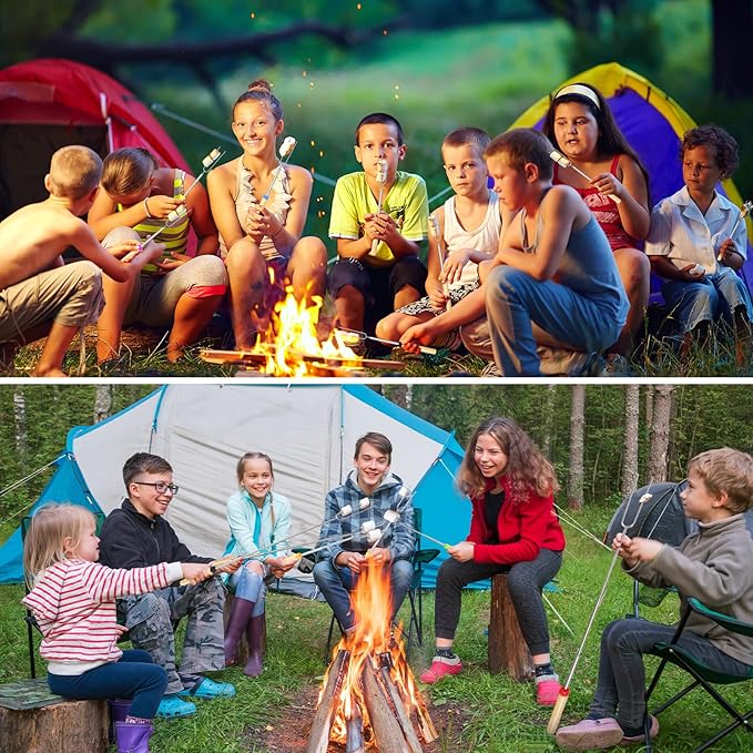 250 Pack 32 Inch Marshmallow Roasting Sticks Bulk, Smores Skewers for Fire Pit Kit, Hot Dog Camping Skewers Accessories Campfire Marshmellow Extendable Forks Bbq Tools Smores Sticks