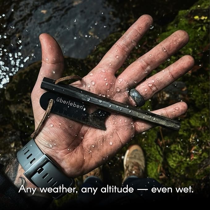 Überleben | Hexå Ferro Rod Fire Starter Survival Tool – Up to 20,000 Strikes, 1/2" Thick Hexagon Fire Steel with Multi-Tool Striker & Lanyard – Waterproof Camping Essentials