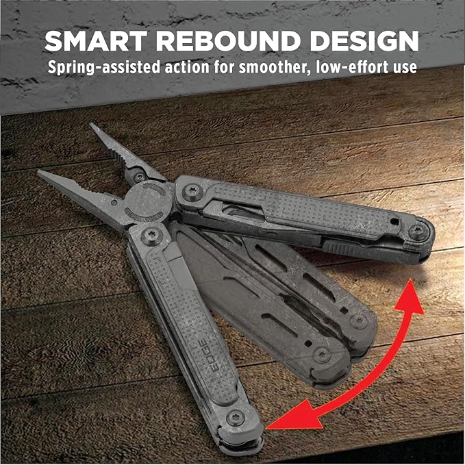 EDGE Multi-Tool Pliers, 14-in-1 Stainless Steel Multitool with Knife, Saw, Scissors, Wire Cutter & Screwdriver Bits, Compact Folding Pocket Tool for Camping, Survival, Fishing & Car Emergency (Black)