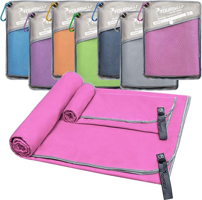 SYOURSELF 2 Pack Microfiber Towel, Quick Dry Towel Travel Towel, Super Absorbent Compact Camping Towel Large Beach Towel Oversized Sport Towel for Backpacking Pool Workout Bath(XL:72"x32"+12"x24")