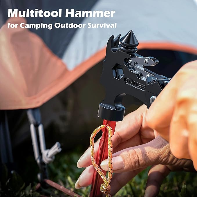 Rush Deer Camping Essentials Multitool,16 in 1 Multi Tool Survival Gear with Hammer, Pliers, Knife, Screwdrivers, Bottle Opener & Car Safety Hammer, for Camping, Hiking, Gift for Dad Him