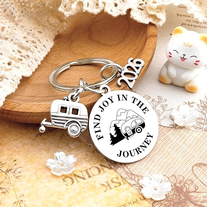 Camping Essentials Camping Must Haves 2026 Camper Keychain Gifts for Men Rv Accessories Best Gifts for Rv Owners Women Camper Accessories Find Joy In The Journey Keychain 2026