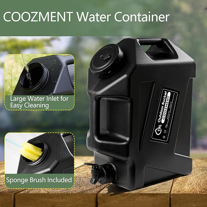 COOZMENT 3.2 Gallon/5 Gallon Water Containers with Spigot, BPA Free Water Jug, Military Green Water Tank, Multifunction Water Storage Containers for Camping Outdoor Hiking,Emergency Stroage