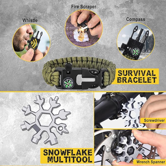Gifts for Men Him Dad Husband, 28-In-1-Survival Kits, Men's Gifts Survival Gear, Stocking Stuffers for Men Christmas Birthday Gifts, Unique Cool Gadgets Gifts for Camping, Hiking, Hunting