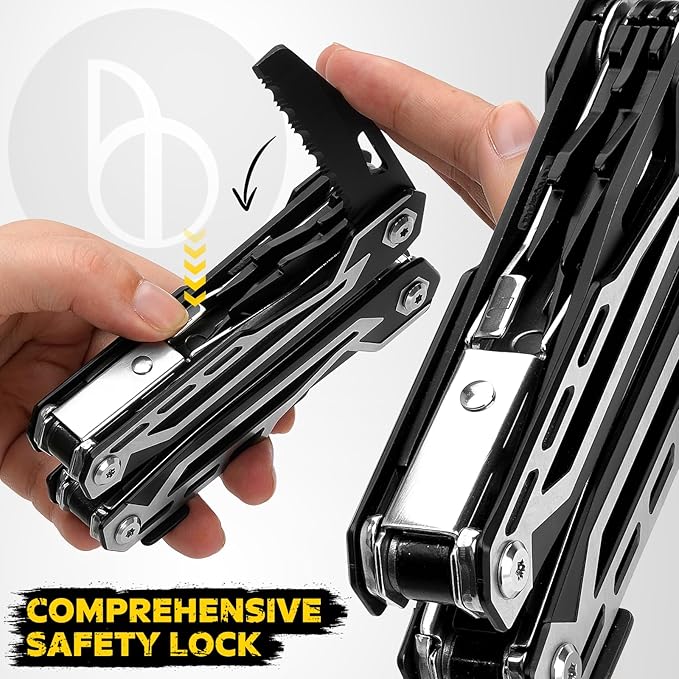 BIBURY Multitool, 21-in-1 Stainless Steel Pocket Knife with Scissors, Self-locking Multi Tool Pliers with Sheath for Outdoor, Survival, Camping, Home Repair, Gadgets for men Gifts for Men