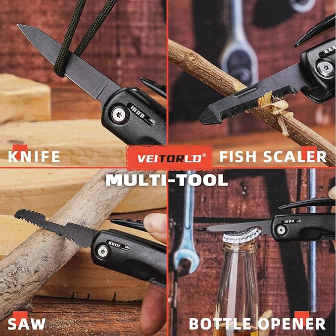 VEITORLD All in One Tools Mini Hammer Multitool, Fathers Day, Unique Gifts for Men Dad Husband, Birthday Camping Gifts Ideas for Him Grandpa Boyfriend Women, Cool Camping Hunting Gadgets
