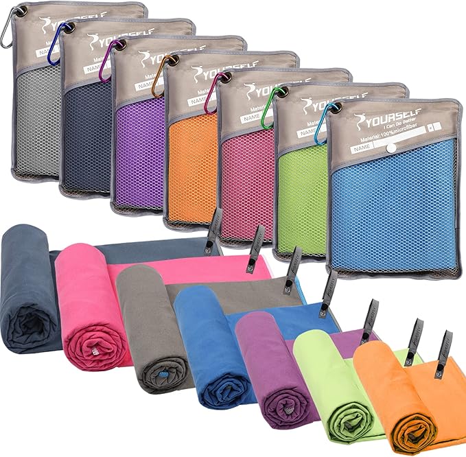 SYOURSELF 2 Pack Microfiber Camping Towel, Quick Dry Towel, Soft Absorbent Compact Travel Gym Workout Sweat Towel for Beach Yoga Swim Travel Camping Hiking Backpack Essentials (S:32"x16")