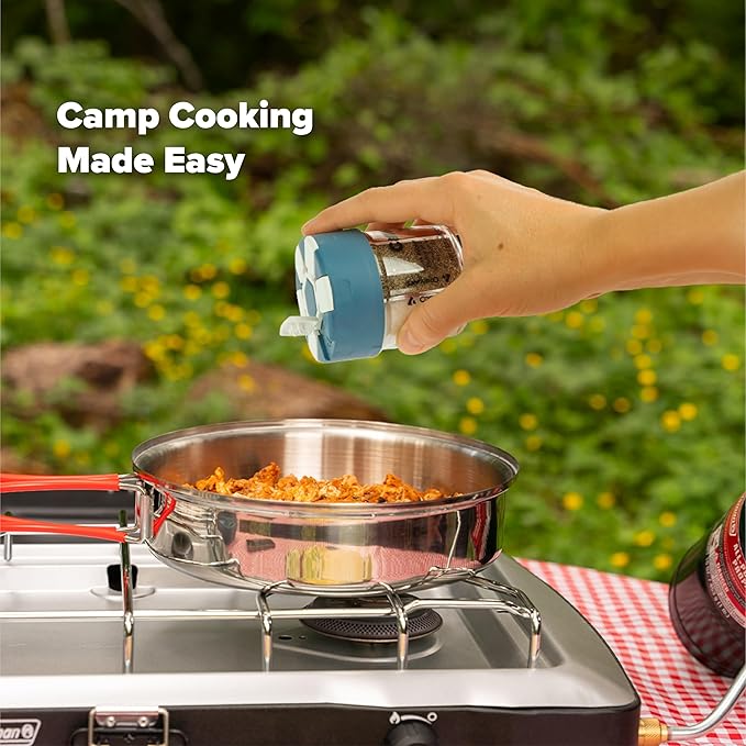 Coghlan’s Multi-Spice Shakers – Compact 6-in-1 Seasoning Containers for Camping, Travel, BBQ & Everyday Cooking – Lightweight, Portable, Mess-Free Design – Made in USA