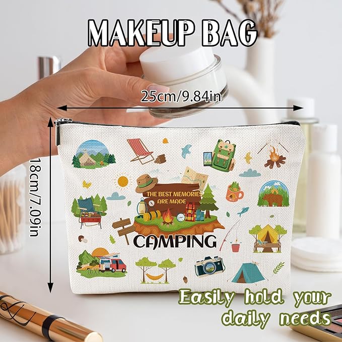 Sitsink Wildlife Lover Gifts - Best Memories Are Made Camping Cosmetic Makeup Bags, Gifts for Women, Outdooor Enthusiasts Accessories Pouch, Toiletry Bag for Friends Birthday