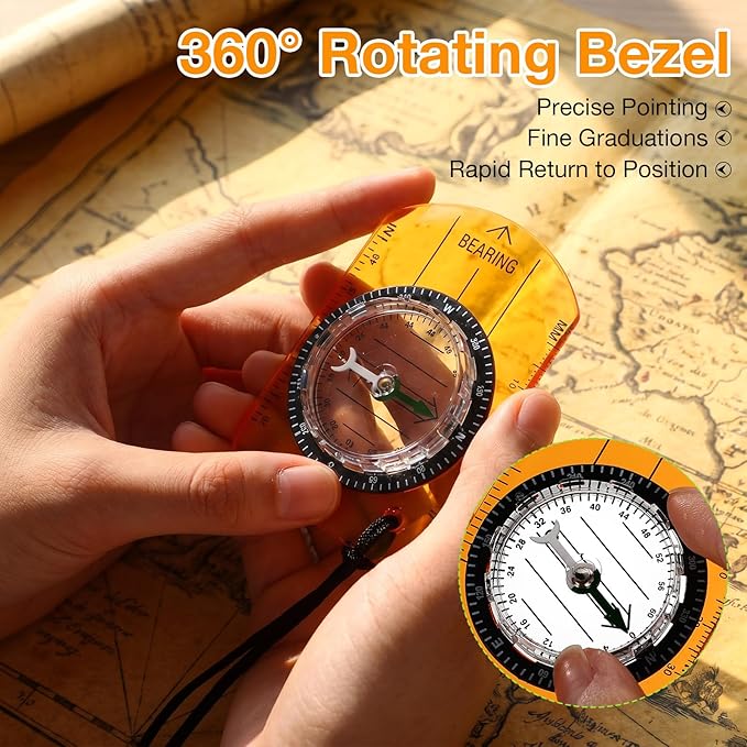 50 Pack Orienteering Compass Bulk Advanced Baseplate Compass Hiking Survival Camping and Navigation Tool Survival Gifts for Hiking Camping Backpacking Map Reading