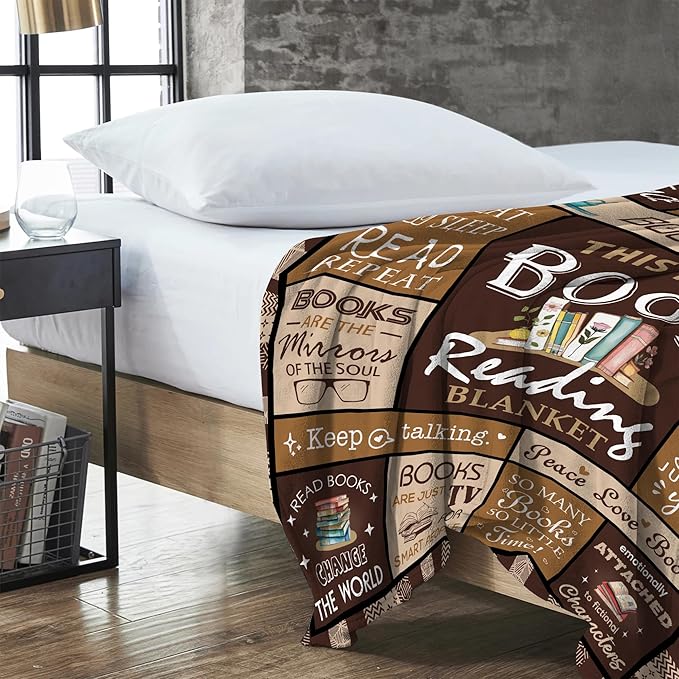 Book Lovers Gift Blanket 50" X 60" - Best Gifts for Readers - Librarian, Book Club Throw for Bookworms - Book Accessories and Stuff - Bookish Literary Present Ideas - Reading Throws