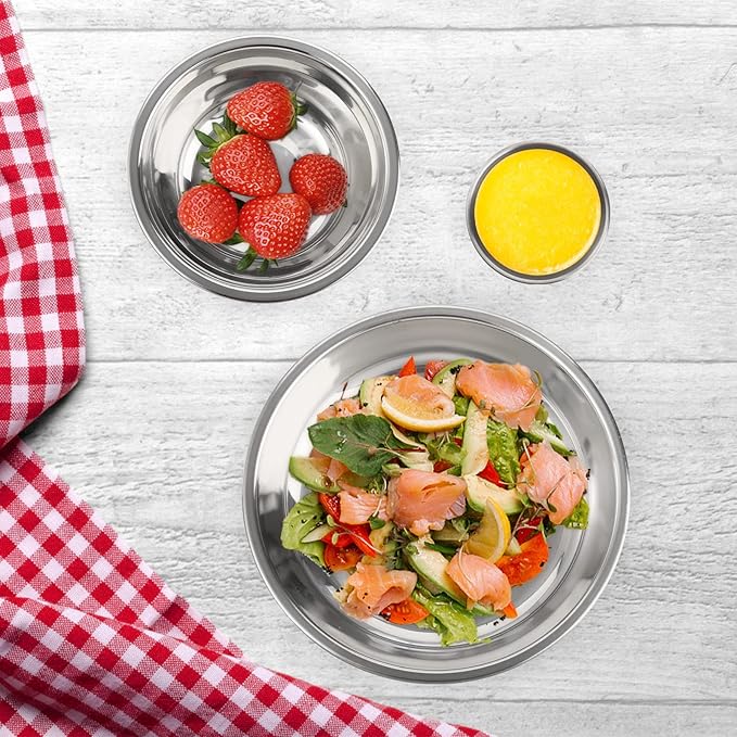TOPZEA Set of 26 Stainless Steel Camping Plates and Bowls, Camping Mess Kits Camping Dish Set Tableware Includes Plates, Bowl, Cups, Stainless Steel Dinnerware for Camping, Hiking, Travel, Picnic