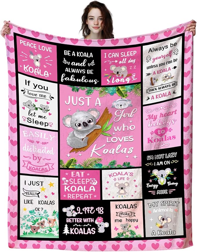Koala Bear Blanket Koala Gifts for Kids Adults Women,Cute Cartoon Koalas Throw and Blankets for Koala Lovers Couch Bedroom Sofa All Season 50"X40"